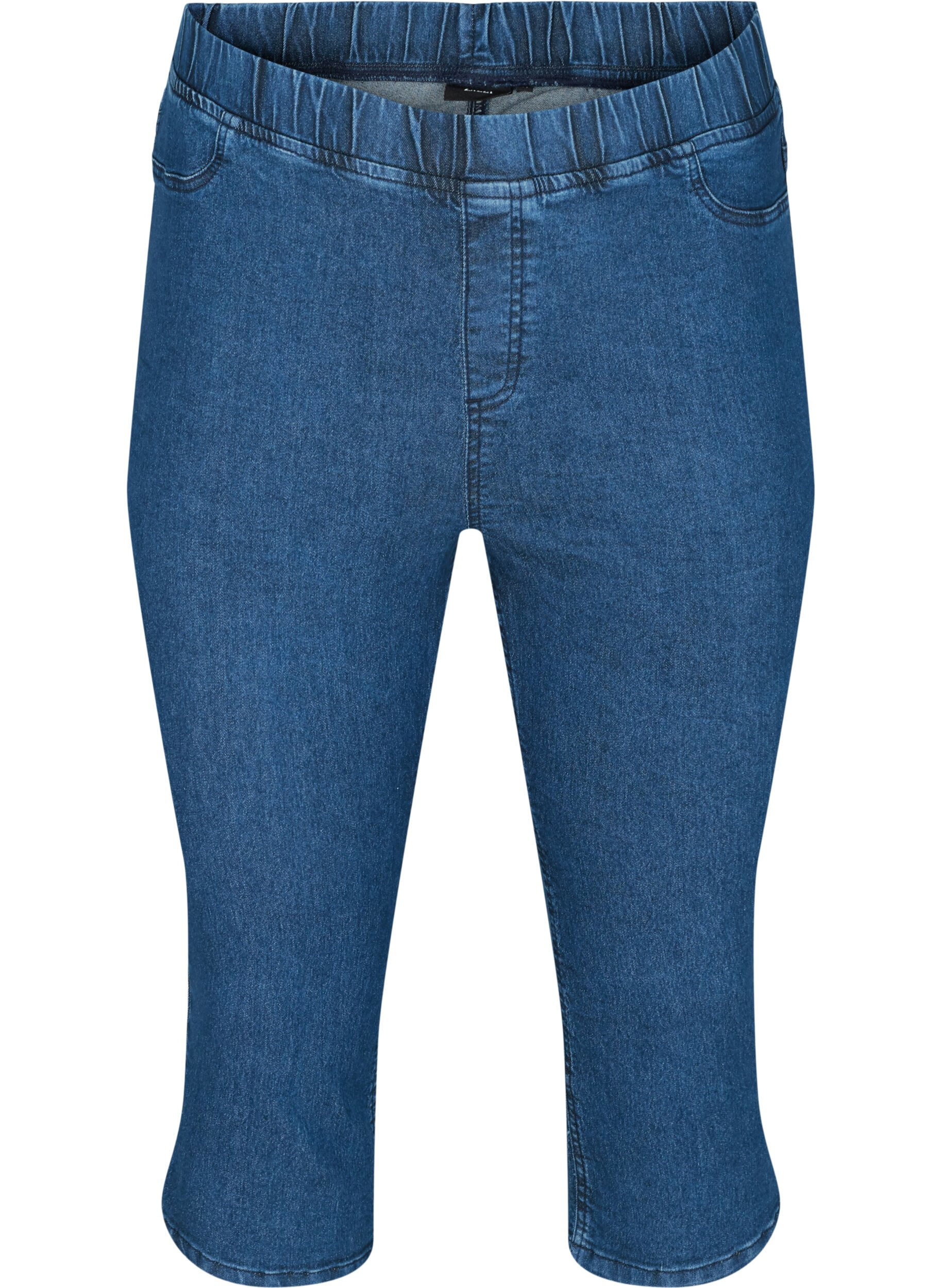 ZizziDriekwart broek in katoenmix, Dark blue denim, Packshot image number 0