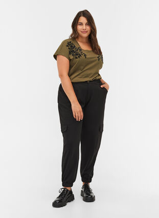 T-shirt en coton bio imprimé, Ivy Green, Model image number 3