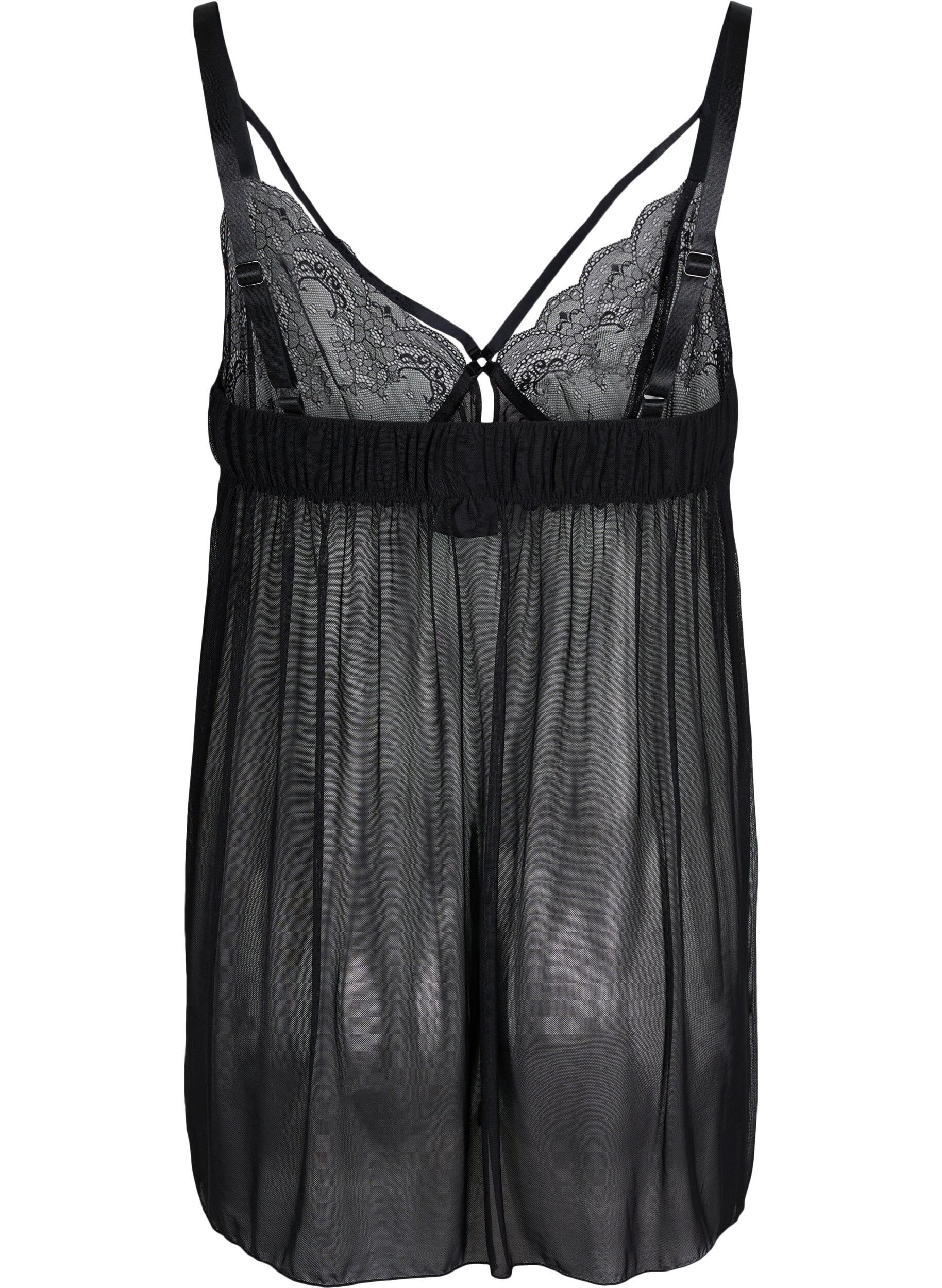 Zizzi Nuisette transparente avec dentelle, Black, Packshot image number 1