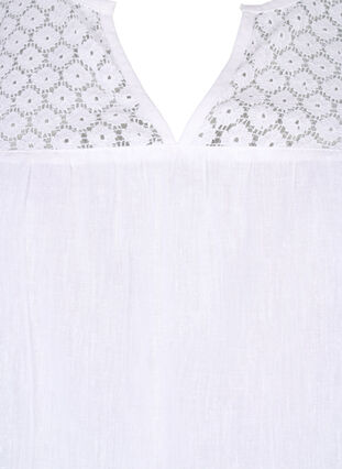 Chemisier en mélange de coton et de lin orné de détails en crochet., Bright White, Packshot image number 2