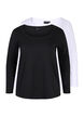 Set van 2 basic tops in katoen , Black/Bright W, Packshot image number 0