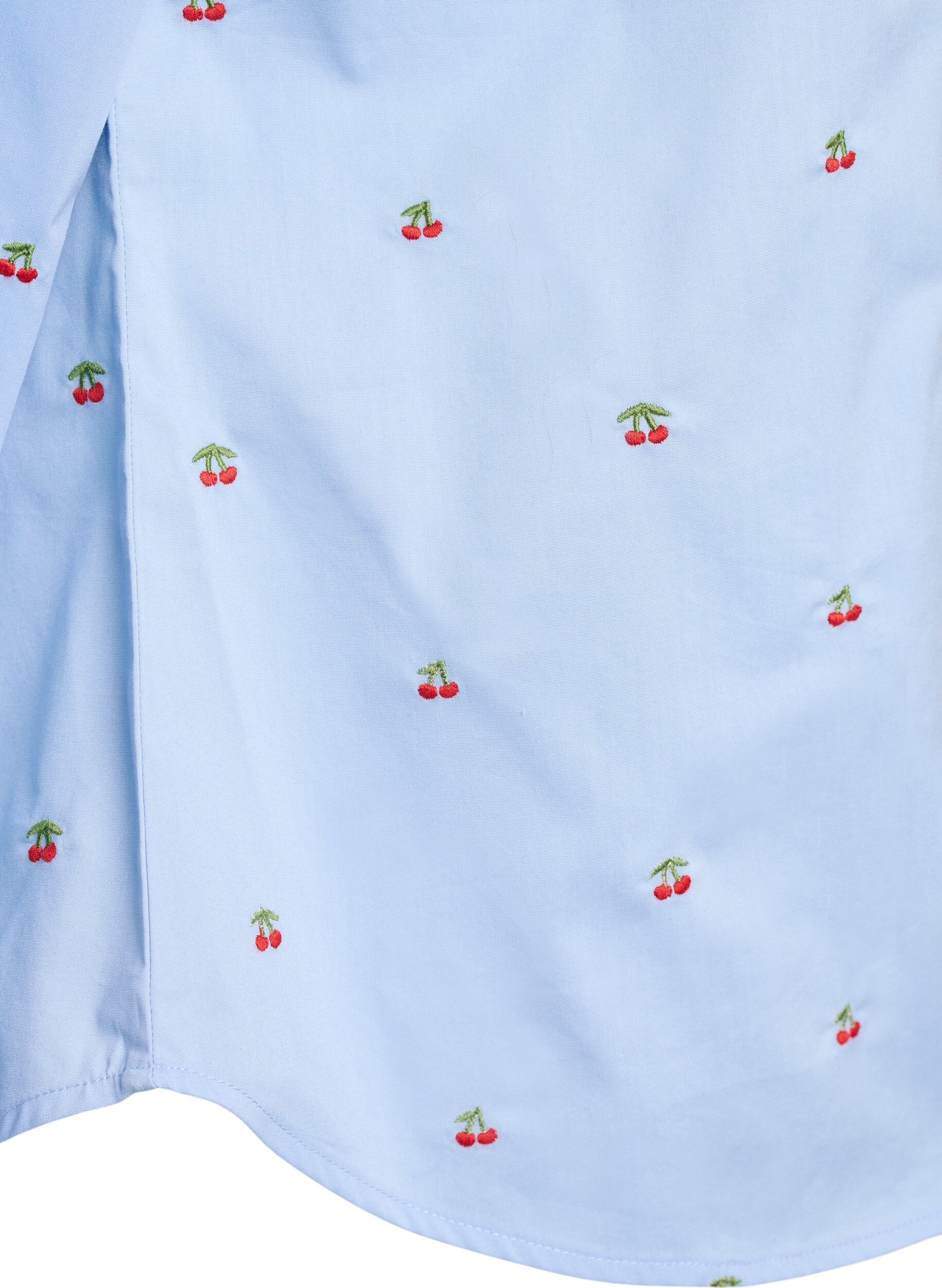 ZizziOverhemdbluse met geborduurde kersjes, Blauw, Packshot image number 3
