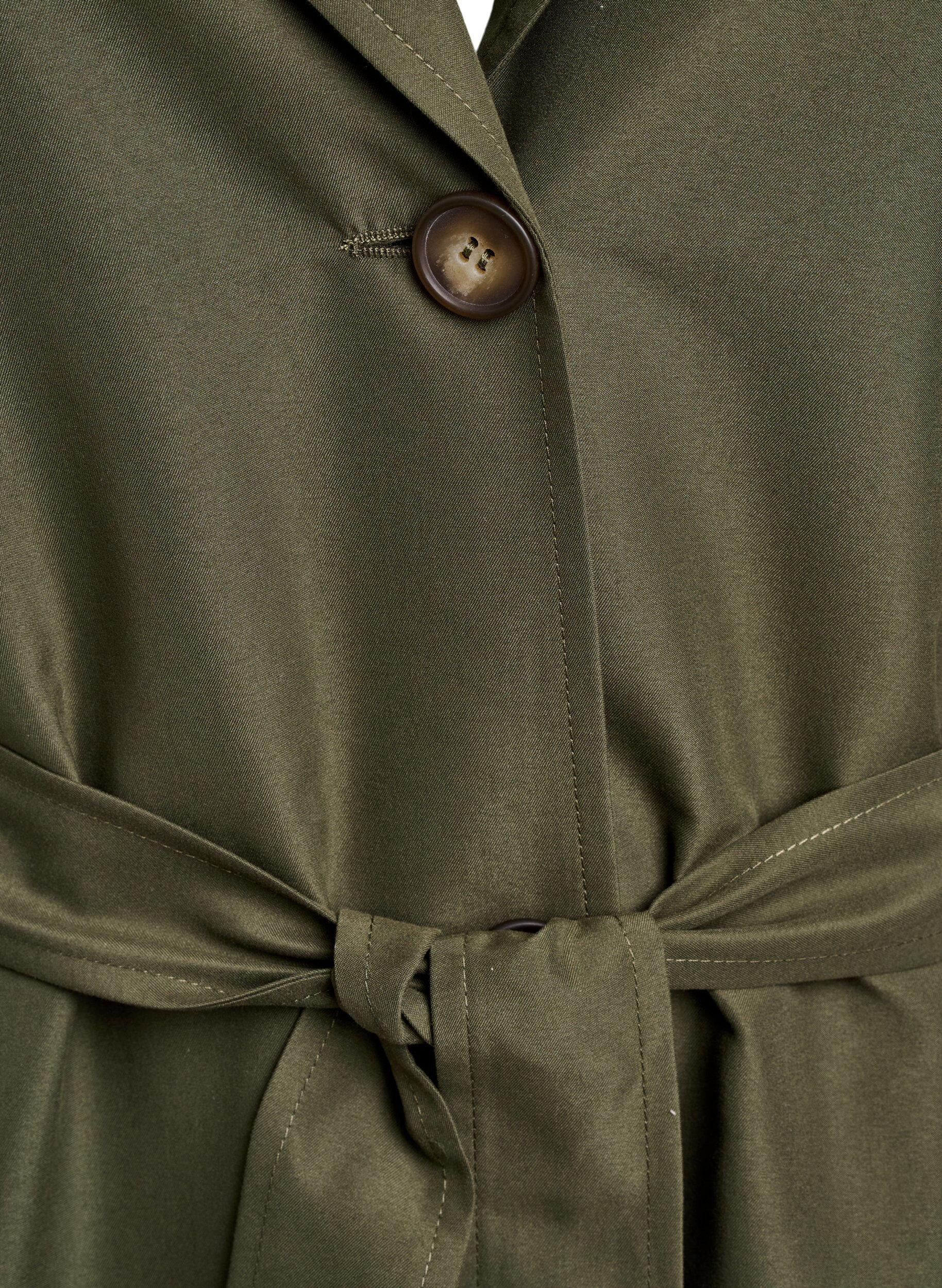 ZizziLange trenchcoat met borduursels, Groen, Packshot image number 2