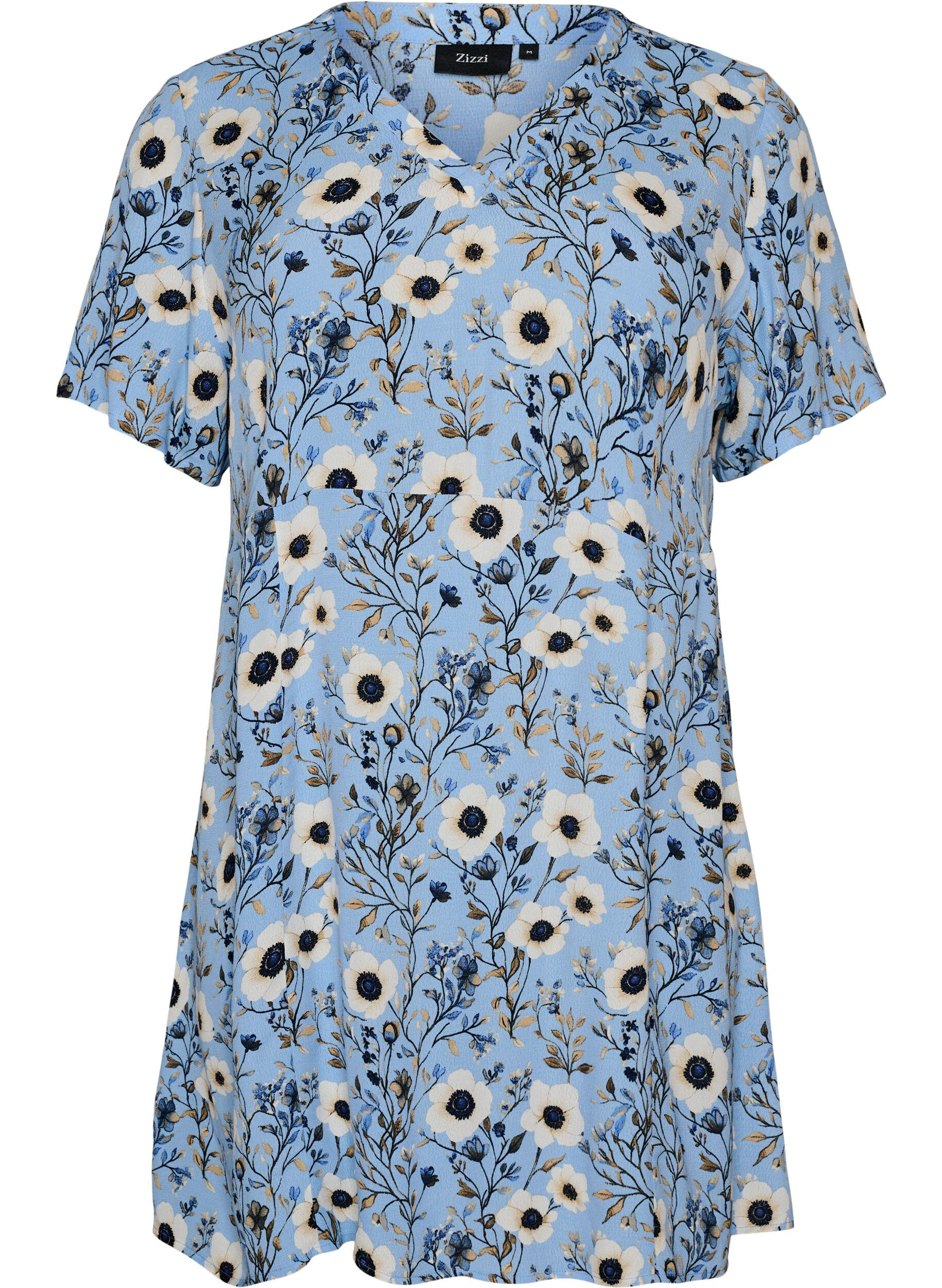ZizziRobe courte avec imprim&eacute; floral, Bleu, Packshot image number 0