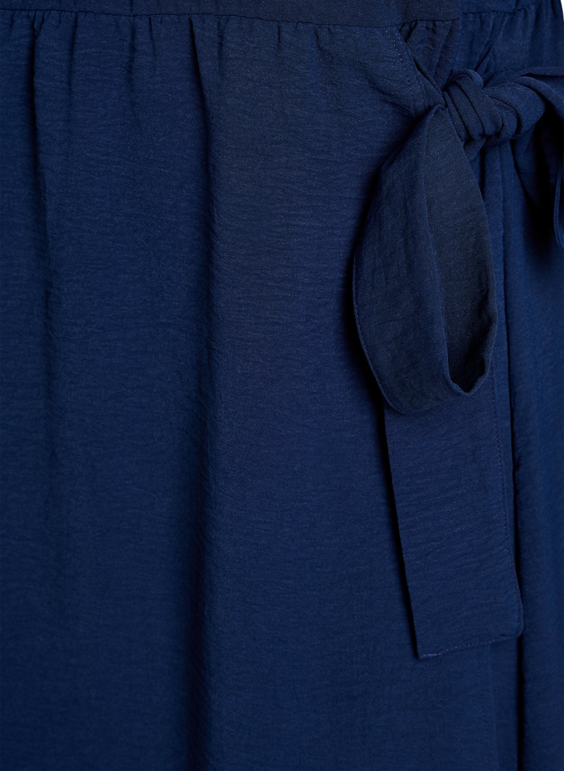 ZizziHalflange jurk met strikdetail, Blauw, Packshot image number 3