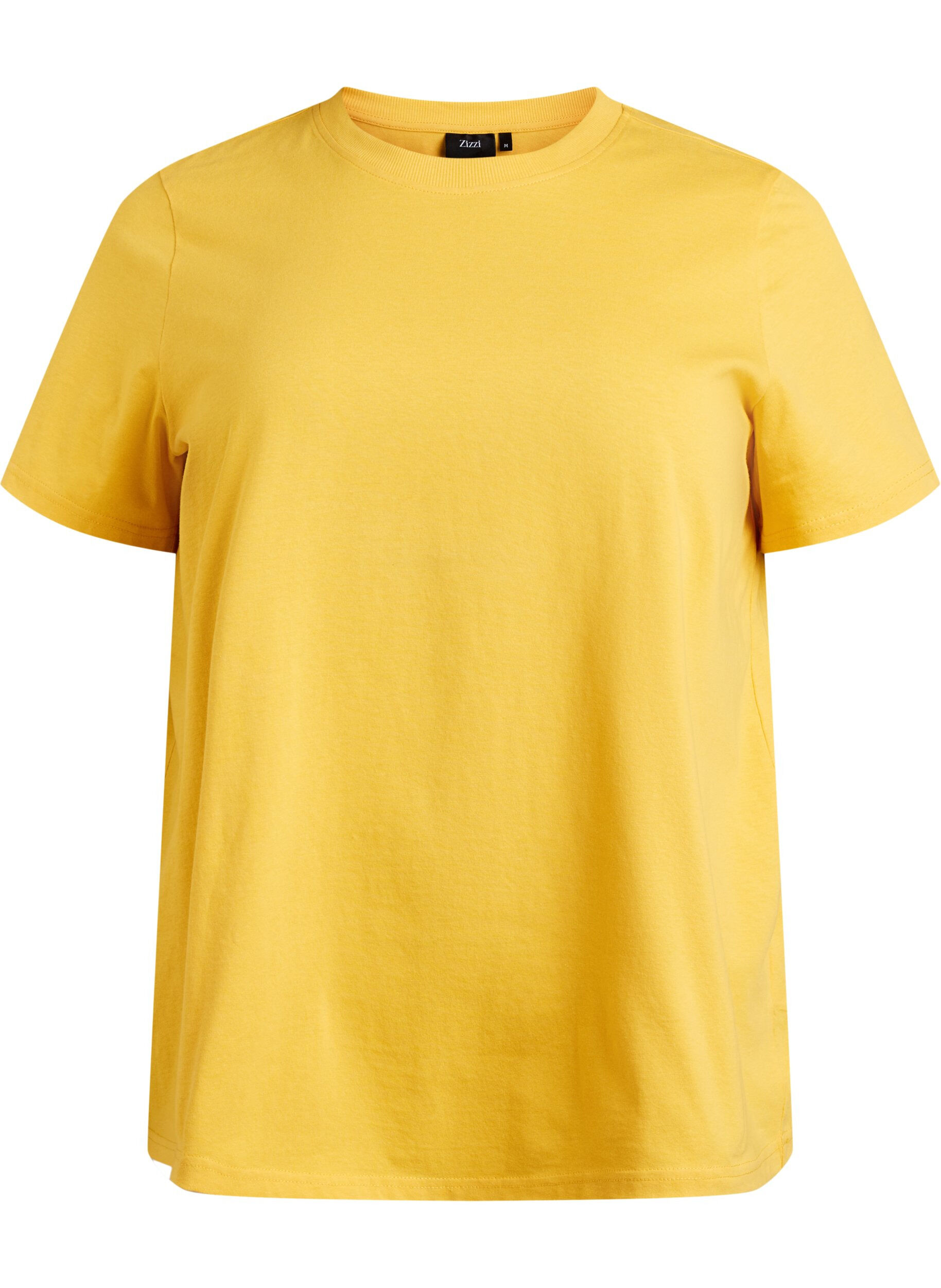 ZizziT-shirt basique en coton &agrave; col rond, Jaune, Packshot image number 0