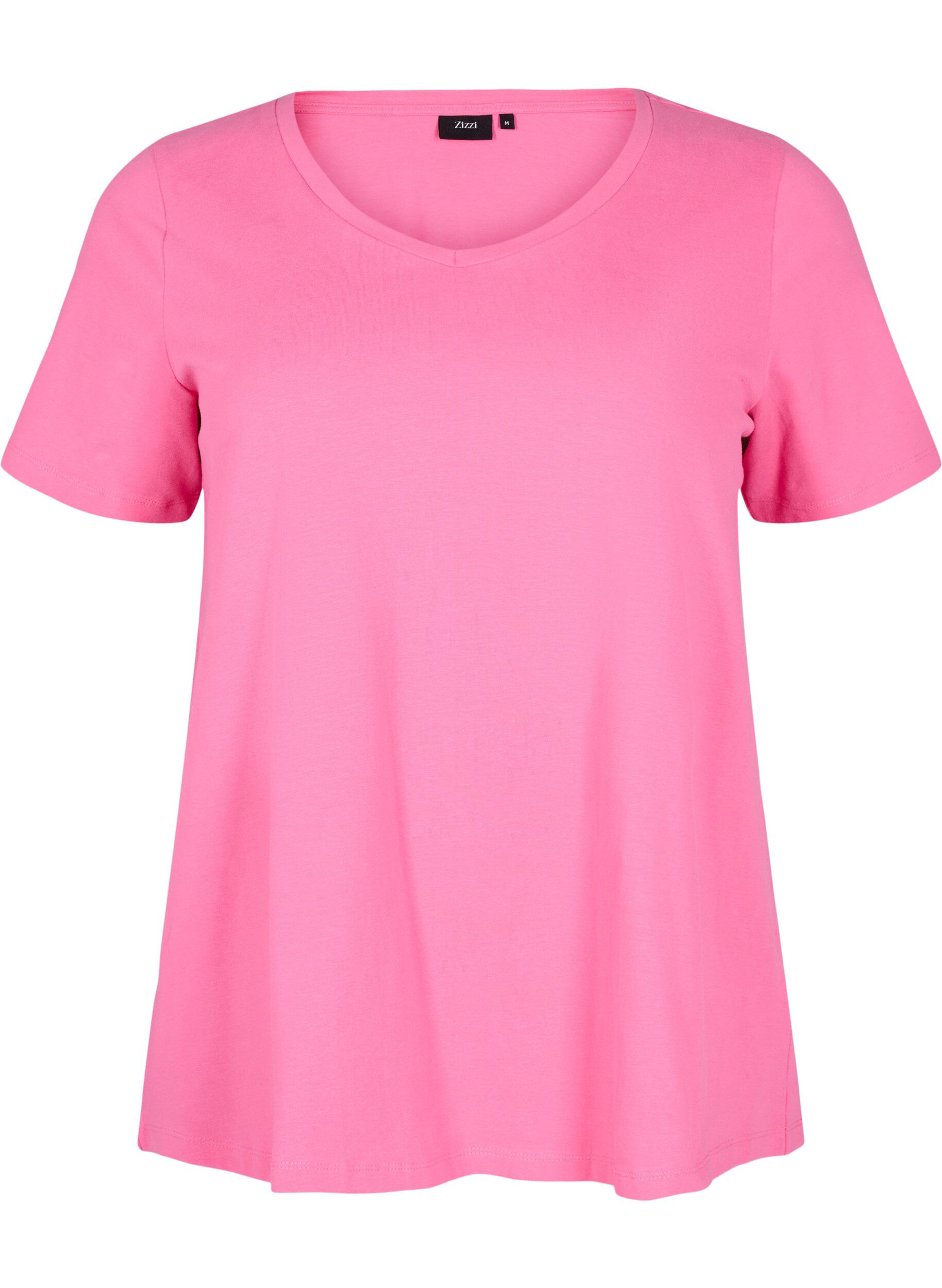 Zizzi T-shirt en coton uni basique, Rose, Packshot image number 0