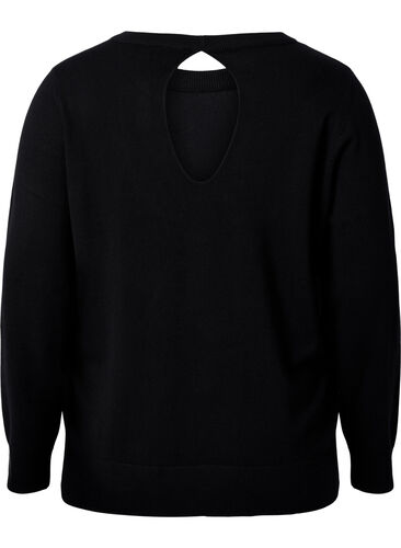 Pull en viscose tricoté avec détail au dos, Black, Packshot image number 1