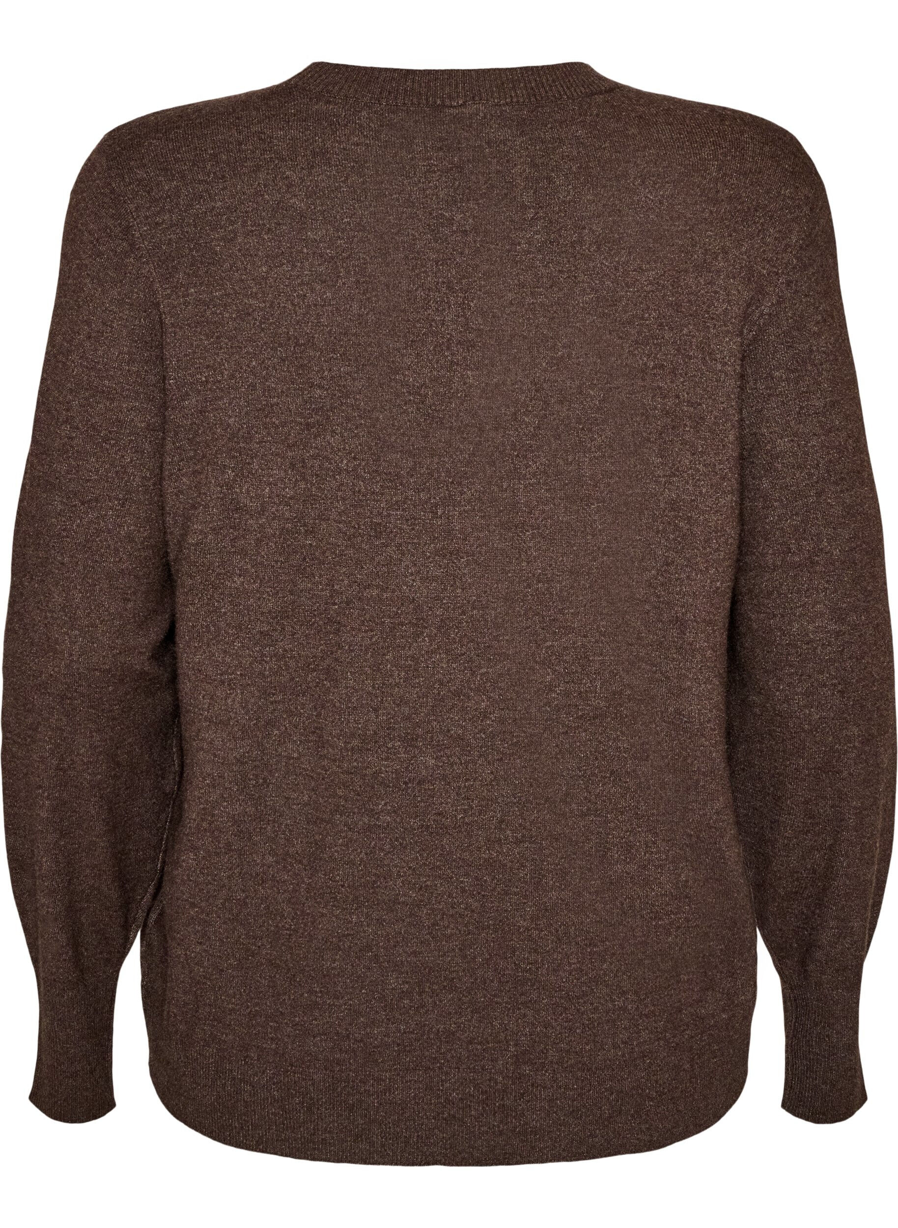 ZizziBlouse en maille avec un col rond, Marron, Packshot image number 1
