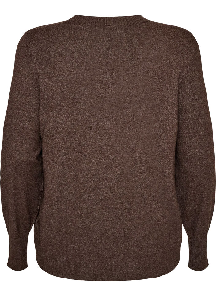 Blouse en maille avec un col rond, Marron, Packshot image number 1