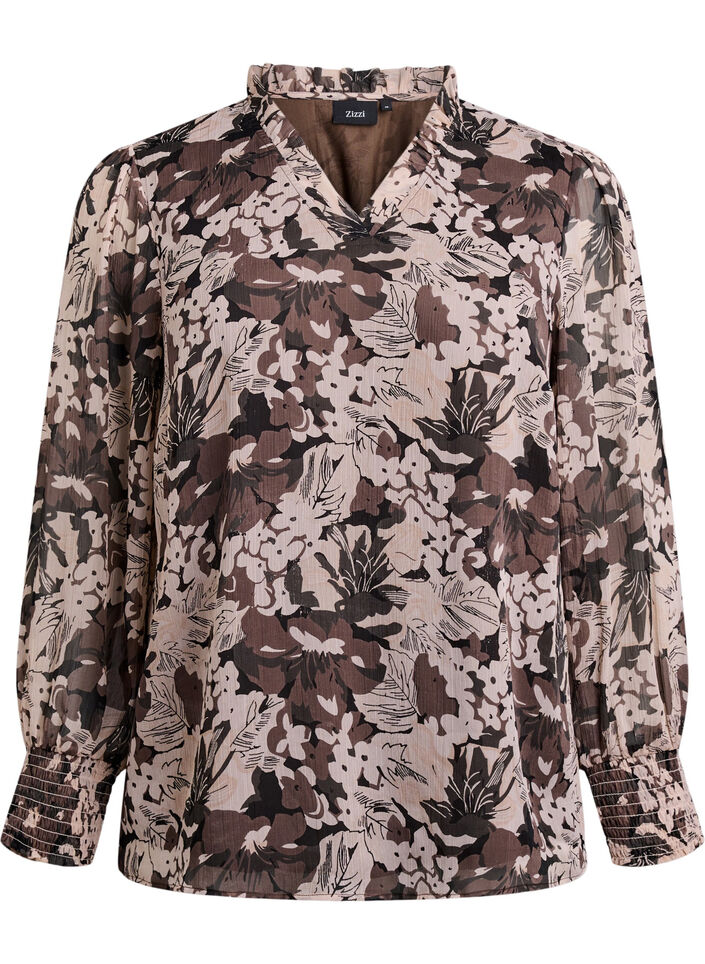 Blouse met bloemenprint, Zwart, Packshot image number 0