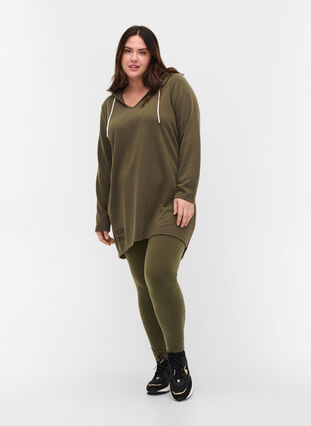 Katoenen legging met printdetails, Ivy Green, Model image number 0