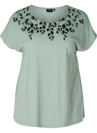 T-shirt en coton avec détails imprimés, Chinois Green LEAF, Packshot image number 0