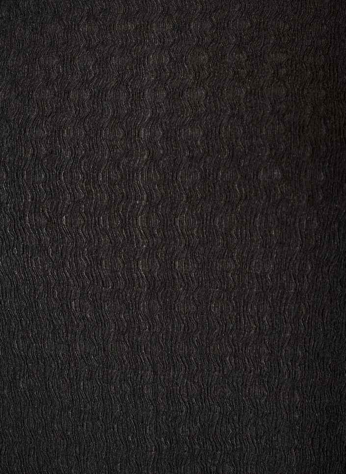 Midi-jurk met golvende structuur en lange mouwen, Zwart, Packshot image number 2