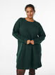 Robe courte en maille à col rond, Vert foncé, Model image number 0