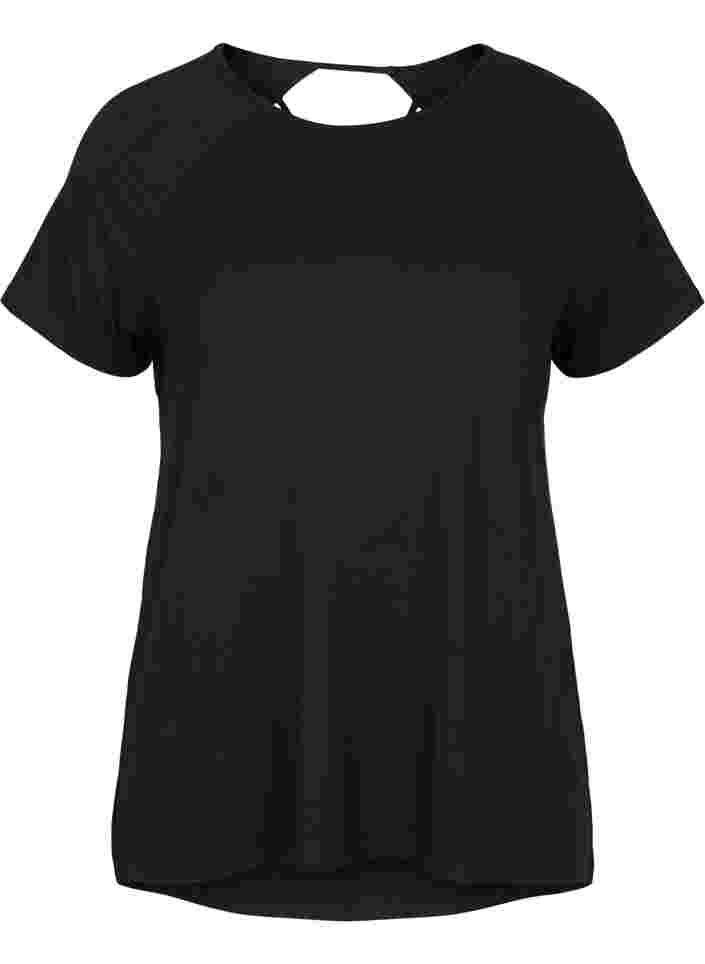 T-shirt de sport en viscose avec un décolleté au dos., Black, Packshot image number 0