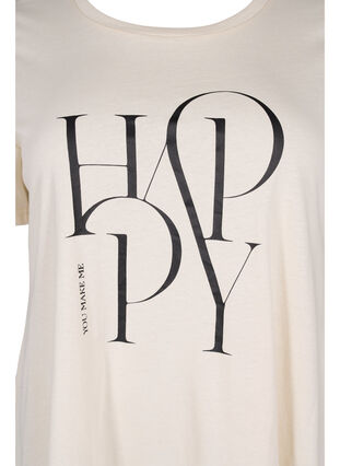 T-shirt en coton avec imprimé de texte, Buttercream HAPPY, Packshot image number 2