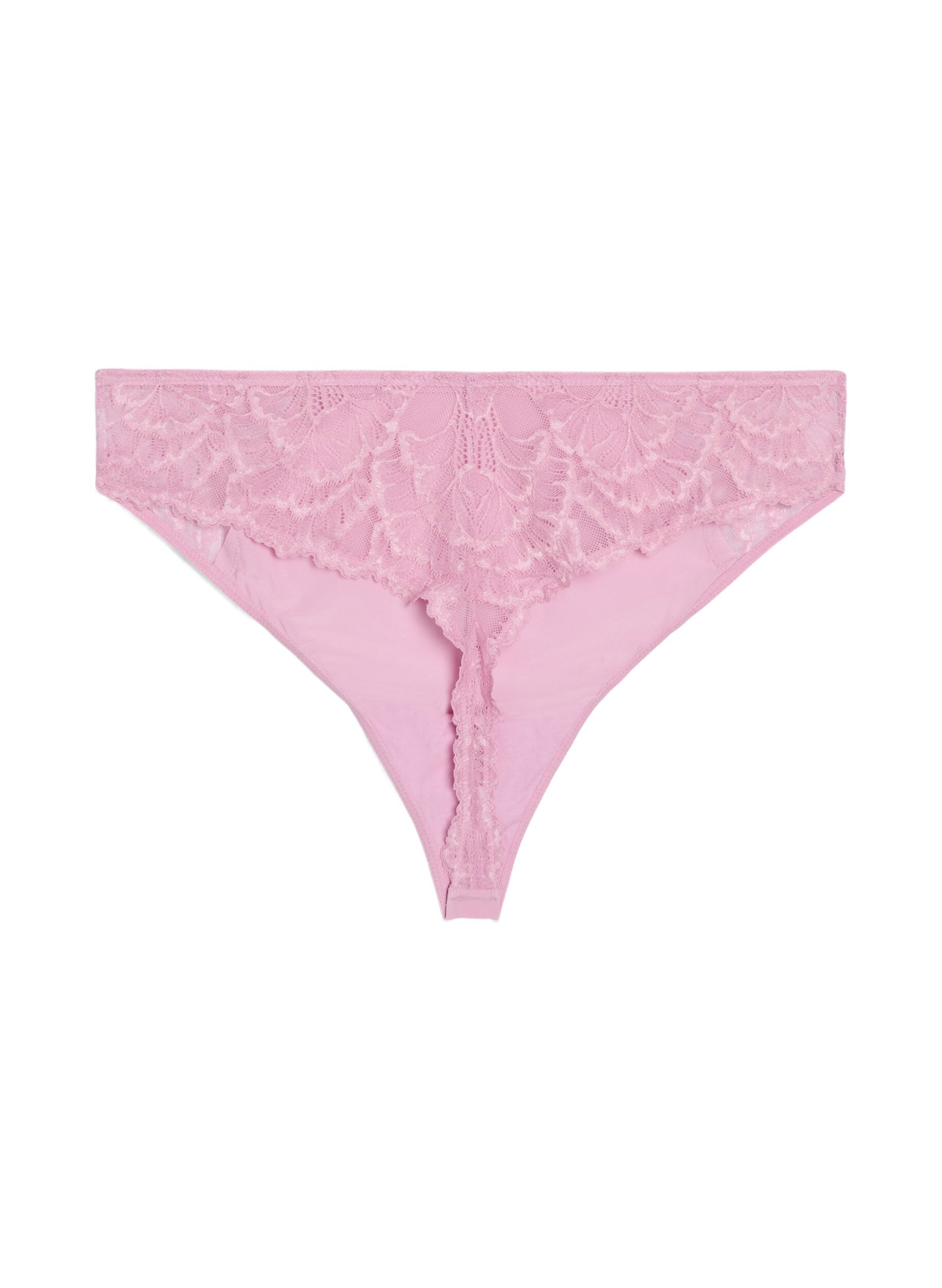 ZizziKanten G-string met microfiber, Roze, Packshot image number 1