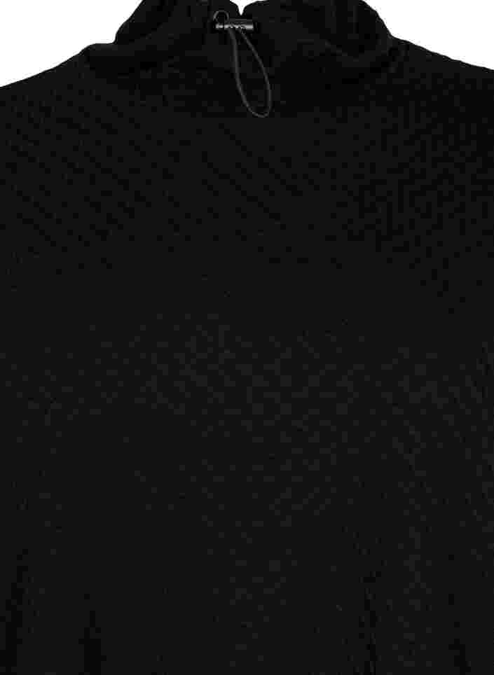 Sweat-shirt à col montant et cordon élastique réglable, Black, Packshot image number 2