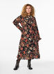 Midi-jurk met bloemenprint en afneembare strikceintuur, Zwart, Model image number 0