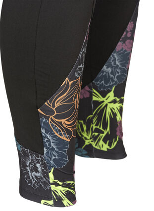 Legging de sport court à imprimé floral, Black, Packshot image number 3