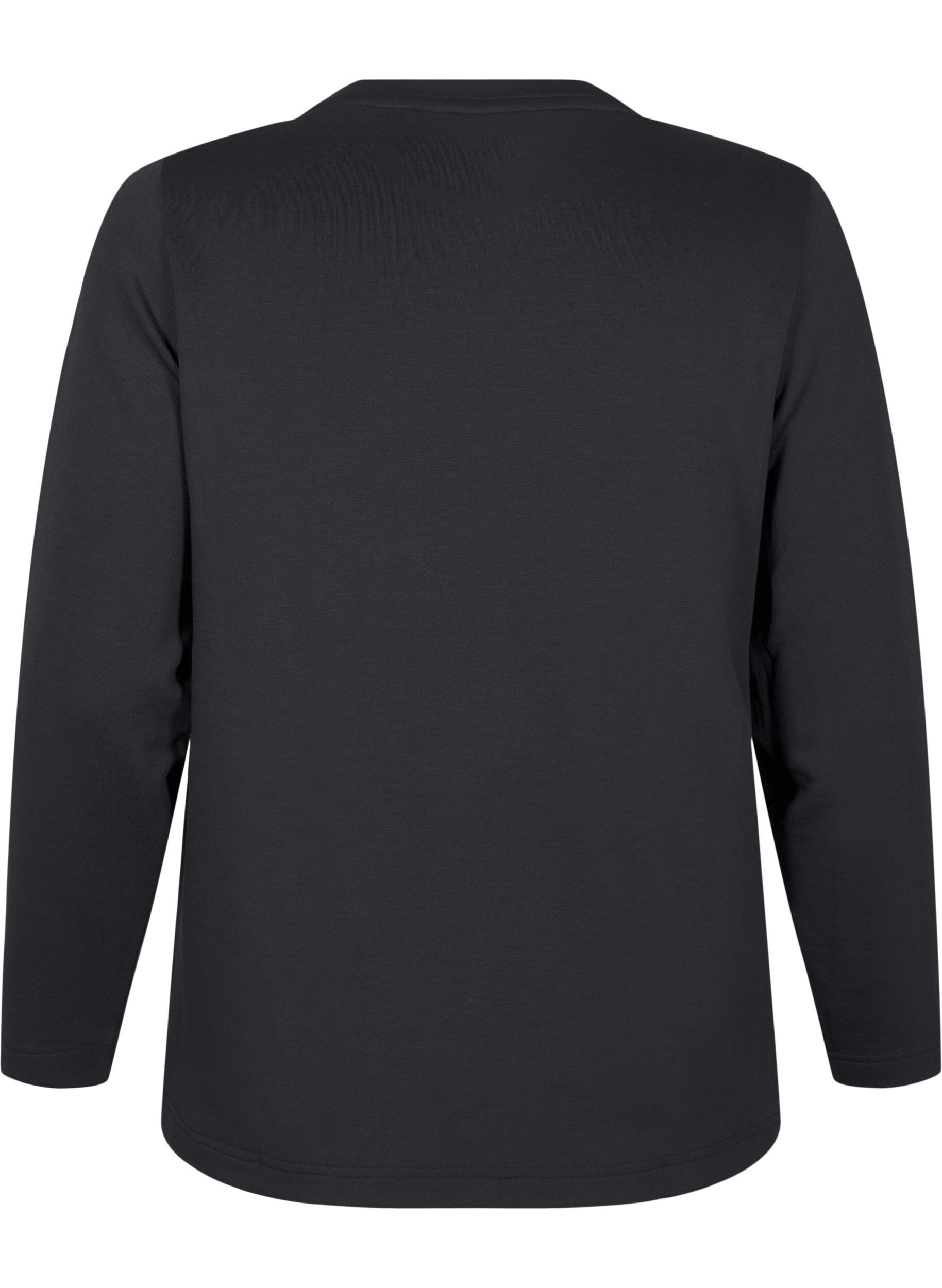 Zizzi Chemisier en m&eacute;lange de modal avec un col rond, Noir, Packshot image number 1