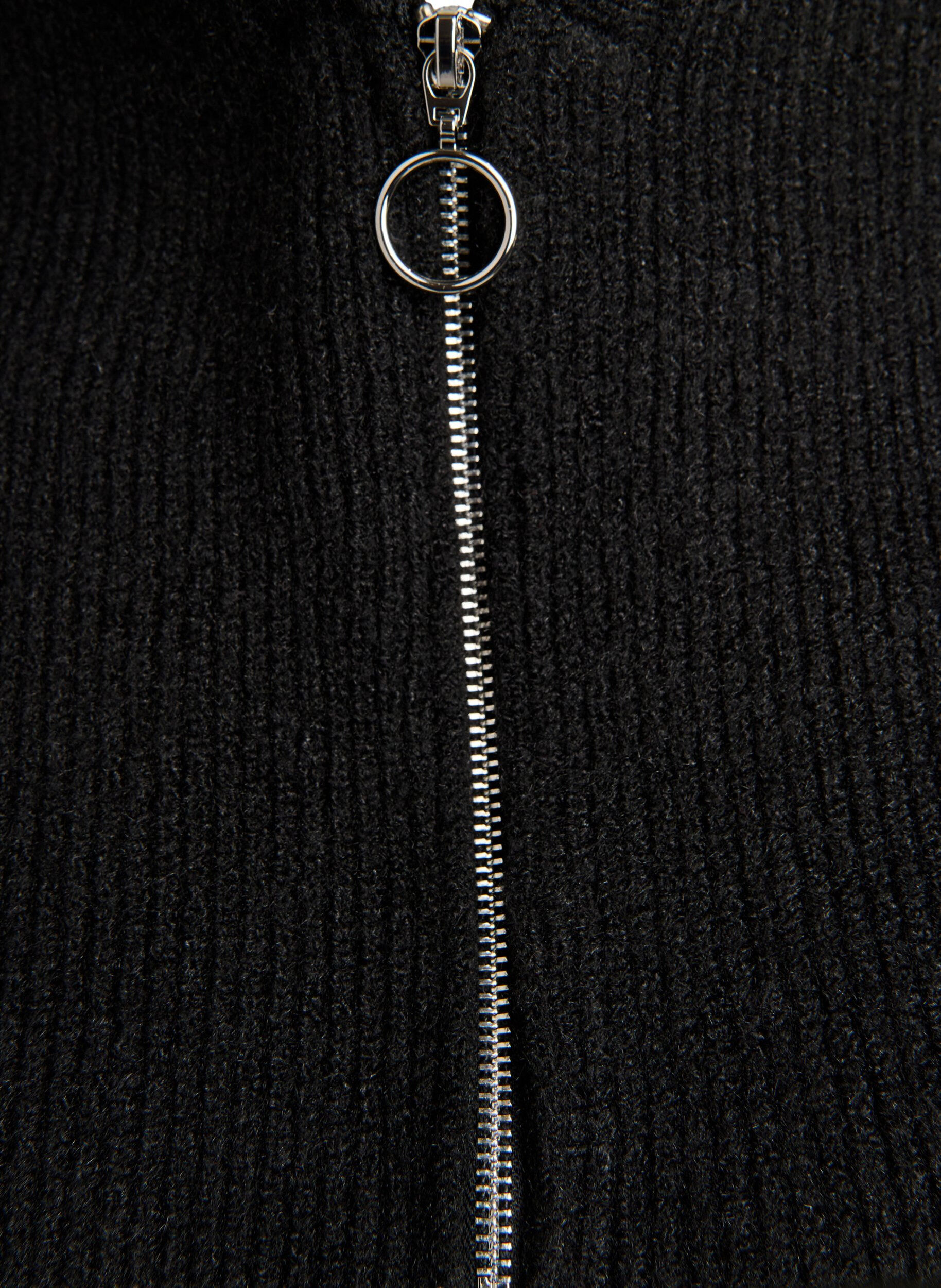 ZizziRibgebreide balaclava met ritssluiting, Zwart, Packshot image number 2