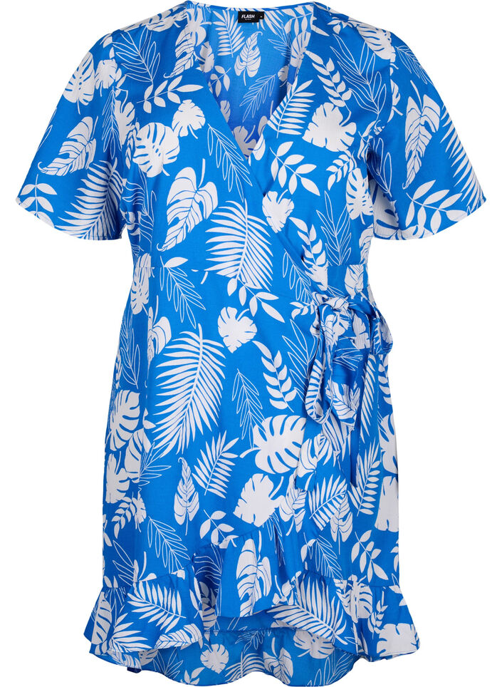 FLASH - Robe portefeuille à manches courtes, Skydiver White AOP, Packshot image number 0