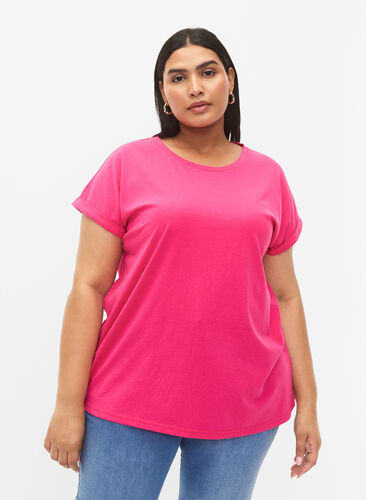 T-shirt à manches courtes en coton mélangé, Raspberry Sorbet, Model image number 0