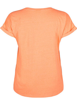T-shirt van katoen in neon kleur, Neon Coral, Packshot image number 1