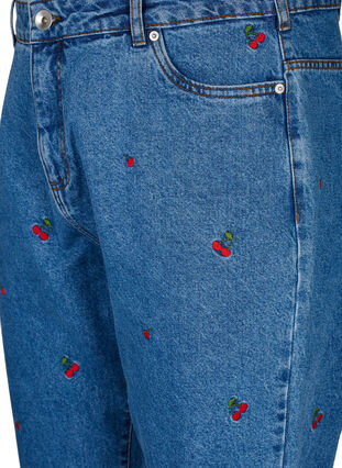 Jeans Mille coupe Mom avec broderies, Light Blue Cherry, Packshot image number 2
