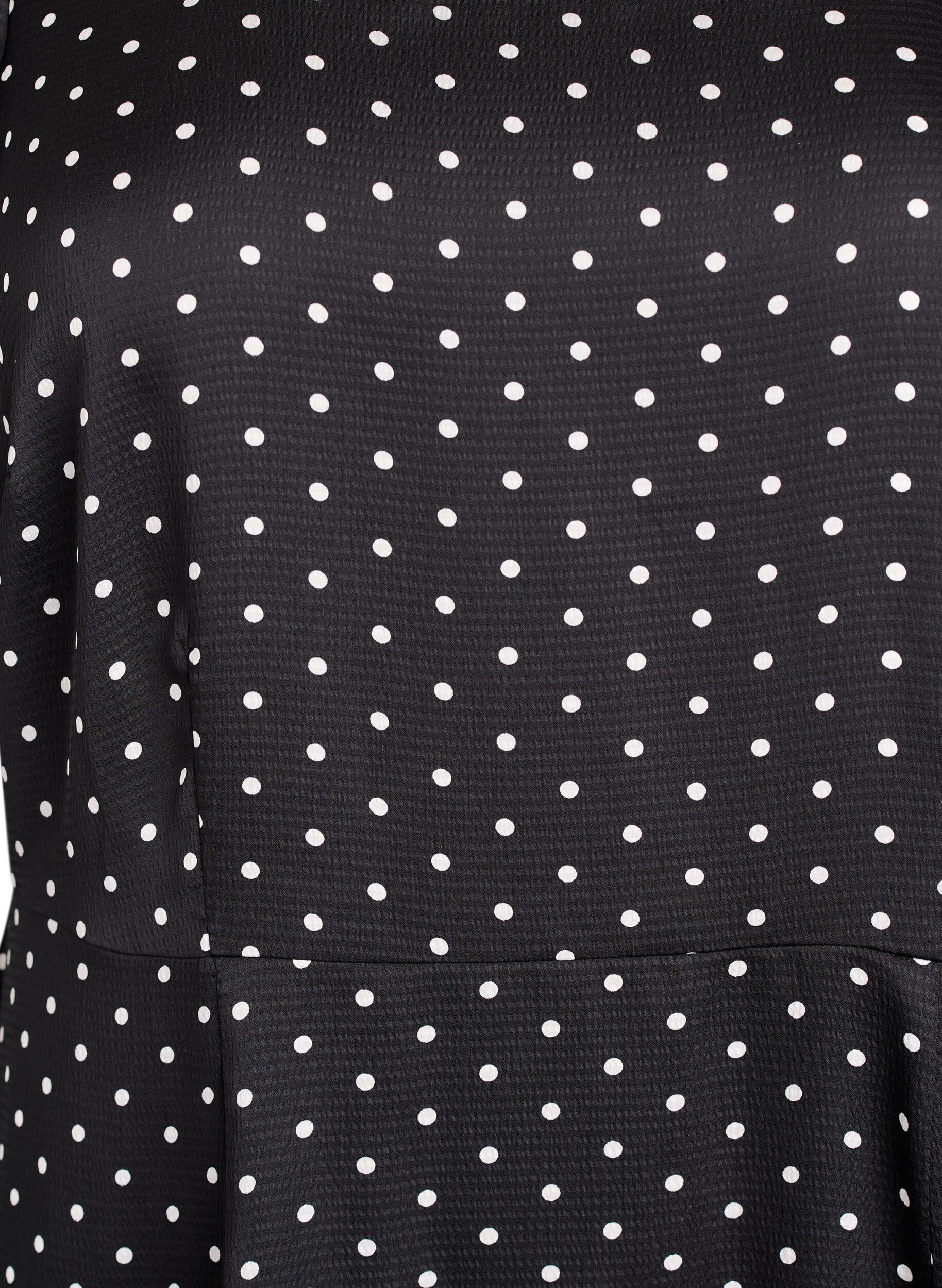 ZizziPolkadot midi-jurk met vierkante halslijn, Zwart, Packshot image number 2