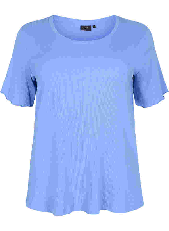 T-shirt à manches courtes en qualité côtelée, Wedgewood, Packshot image number 0