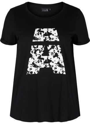 T-shirt de sport avec imprimé, Black Big A, Packshot image number 0