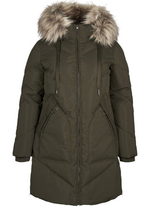 Manteau d'hiver avec capuche et bordure en fausse fourrure, Forest Night as s., Packshot image number 0