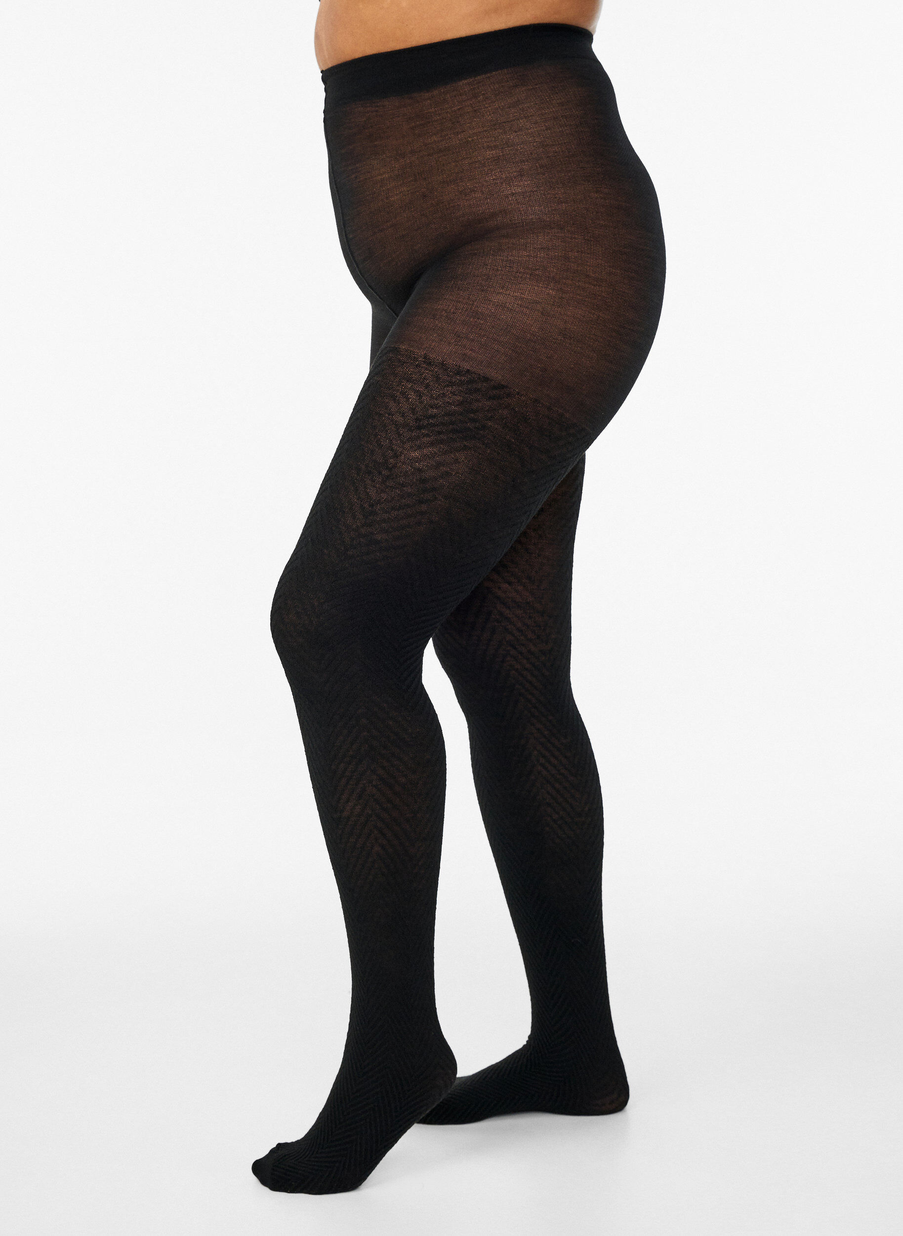 Zizzi Collants textur&eacute;s, Noir, Model image number 0