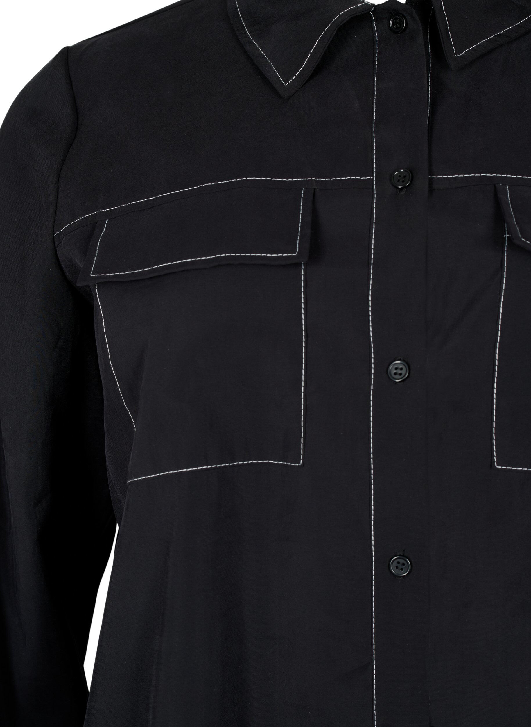 ZizziShirt met contrasterende stiksels, Black, Packshot image number 2