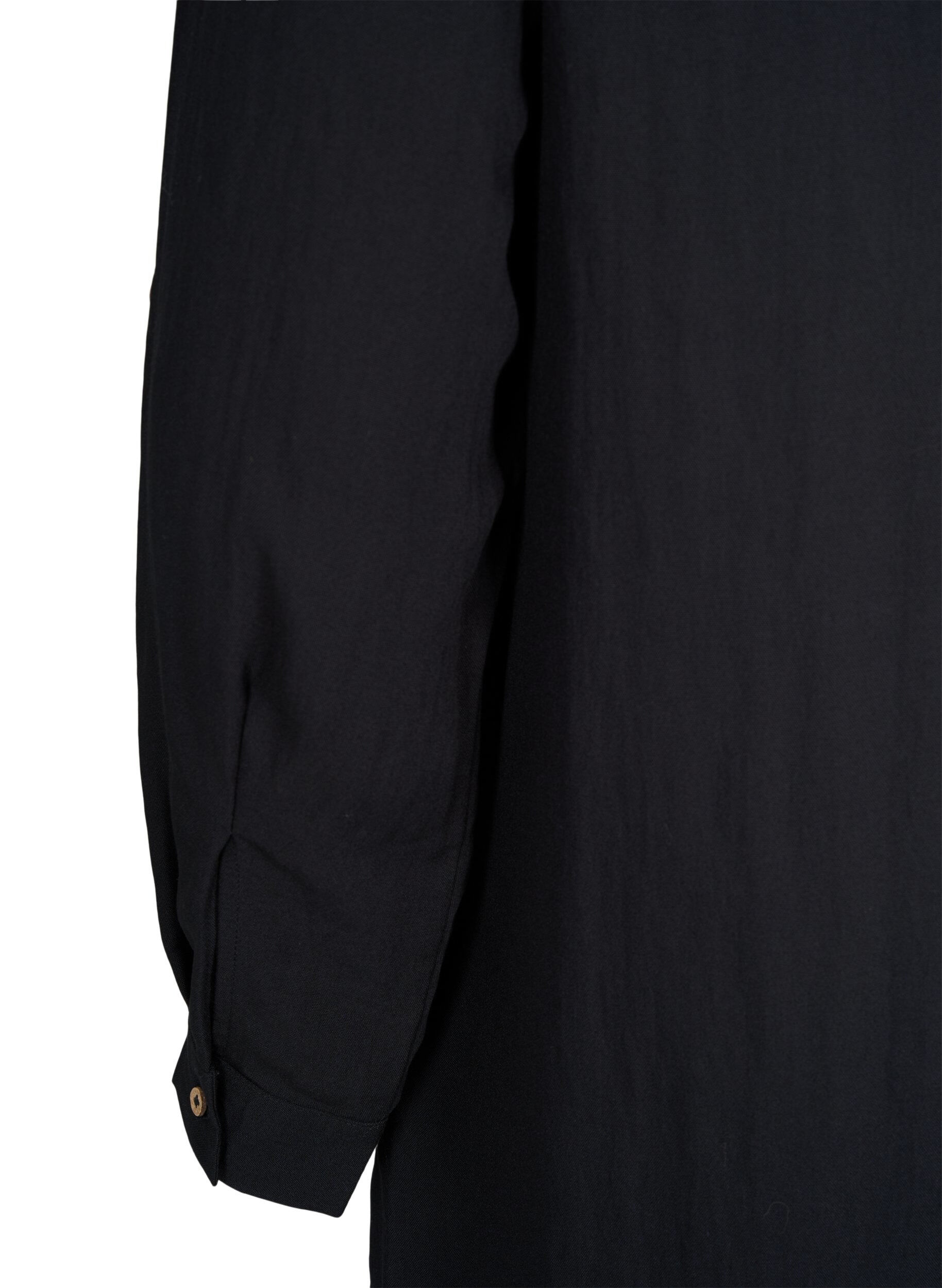 ZizziLang effen overhemd van viscose, Black, Packshot image number 3