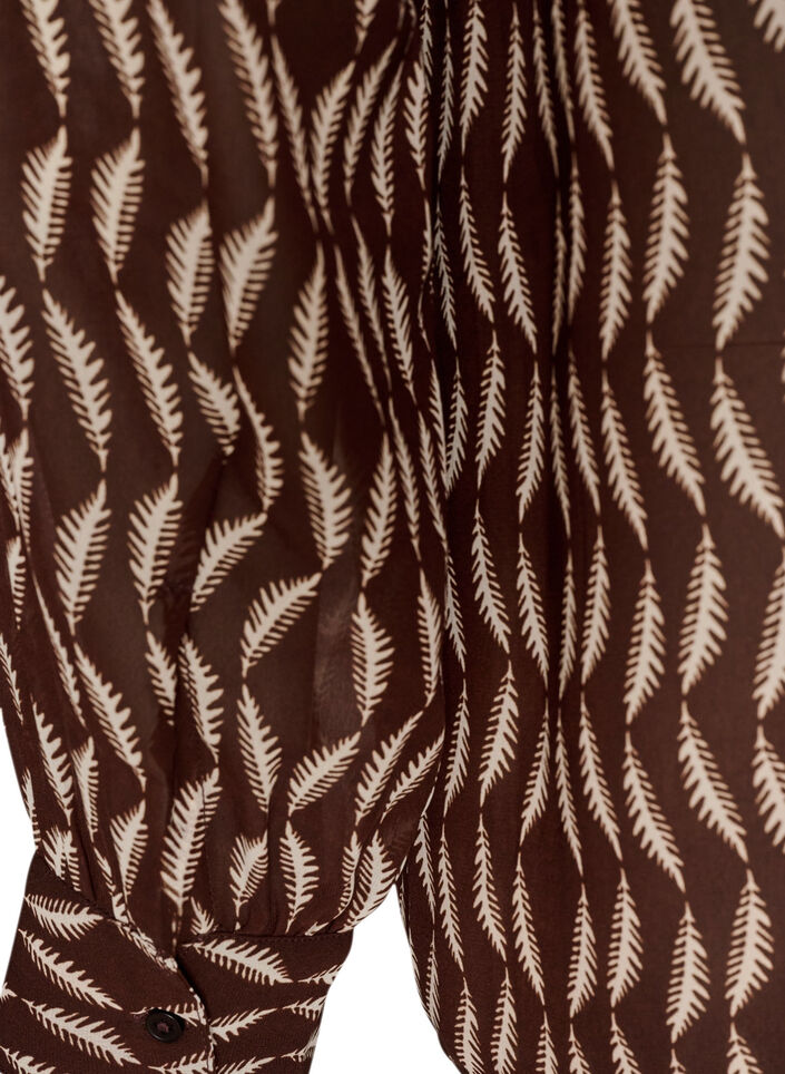 Blouse met all-overprint en korte knoopsluiting, Bruin, Packshot image number 3