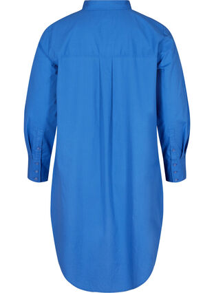 Chemise longue en coton avec poches poitrine, Dazzling Blue, Packshot image number 1