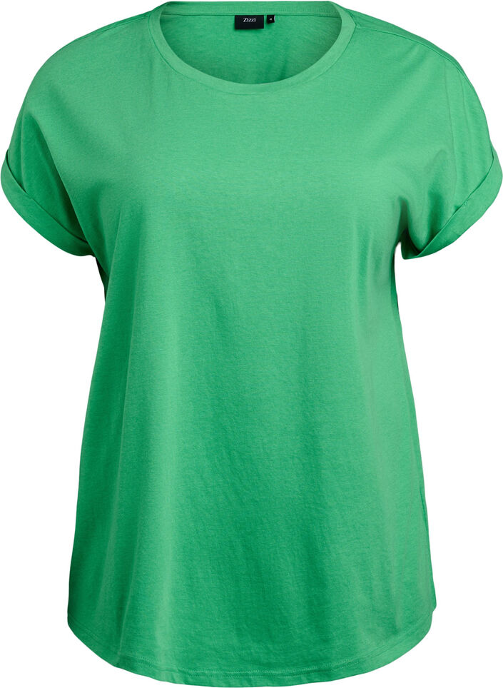T-shirt met korte mouwen van katoenmix, Groen, Packshot image number 0