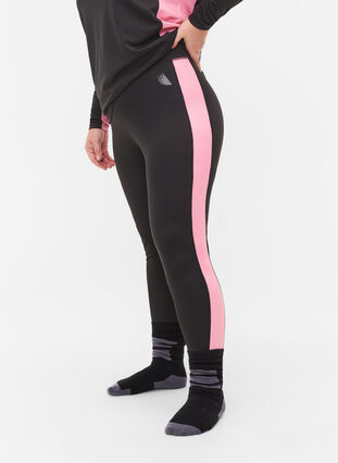 Ski-onderbroek met contrast streep, Black w. Sea Pink, Model image number 2