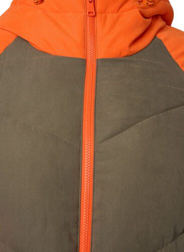 Lange kleurblokken winterjas met capuchon., Bungee Cord Comb, Packshot image number 2
