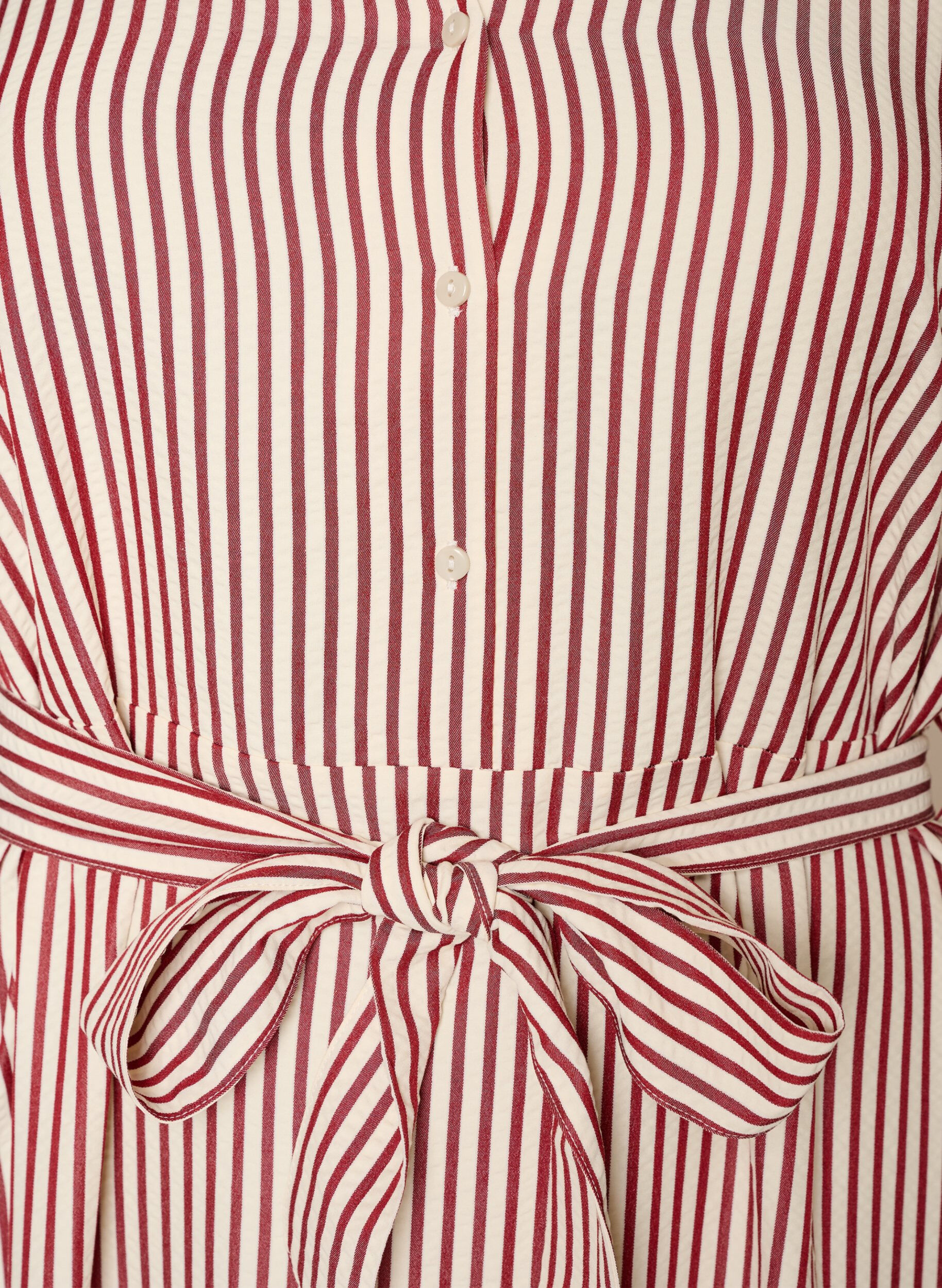ZizziEnkellange overhemdjurk met strikceintuur en strepen, Rood, Packshot image number 2
