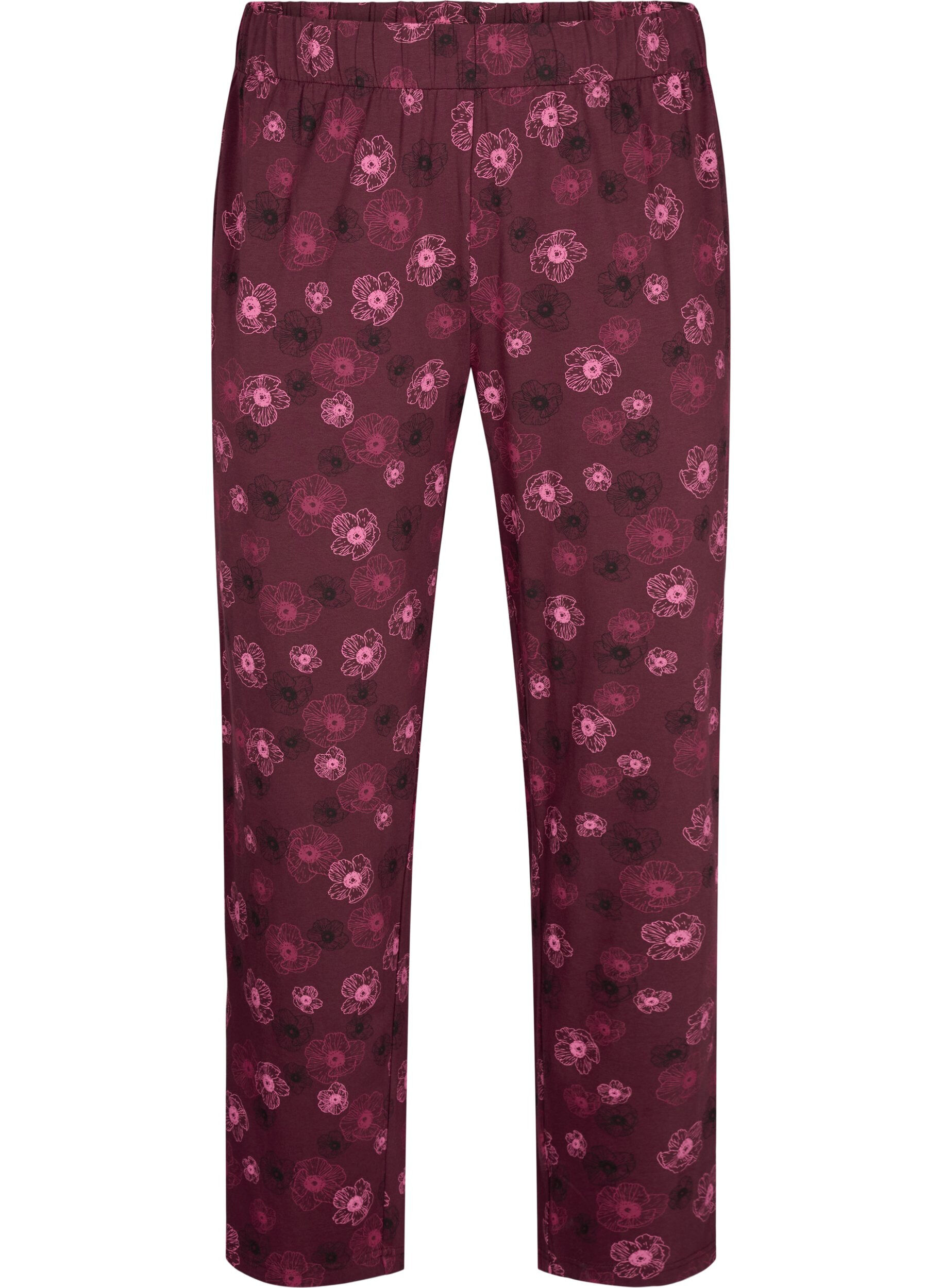 ZizziKleren pyjama broek met print, Donker Bordeaux, Packshot image number 0