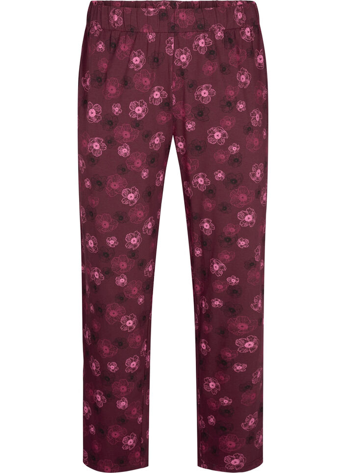 Pantalon de pyjama en coton avec imprimé, Bordeaux foncé, Packshot image number 0