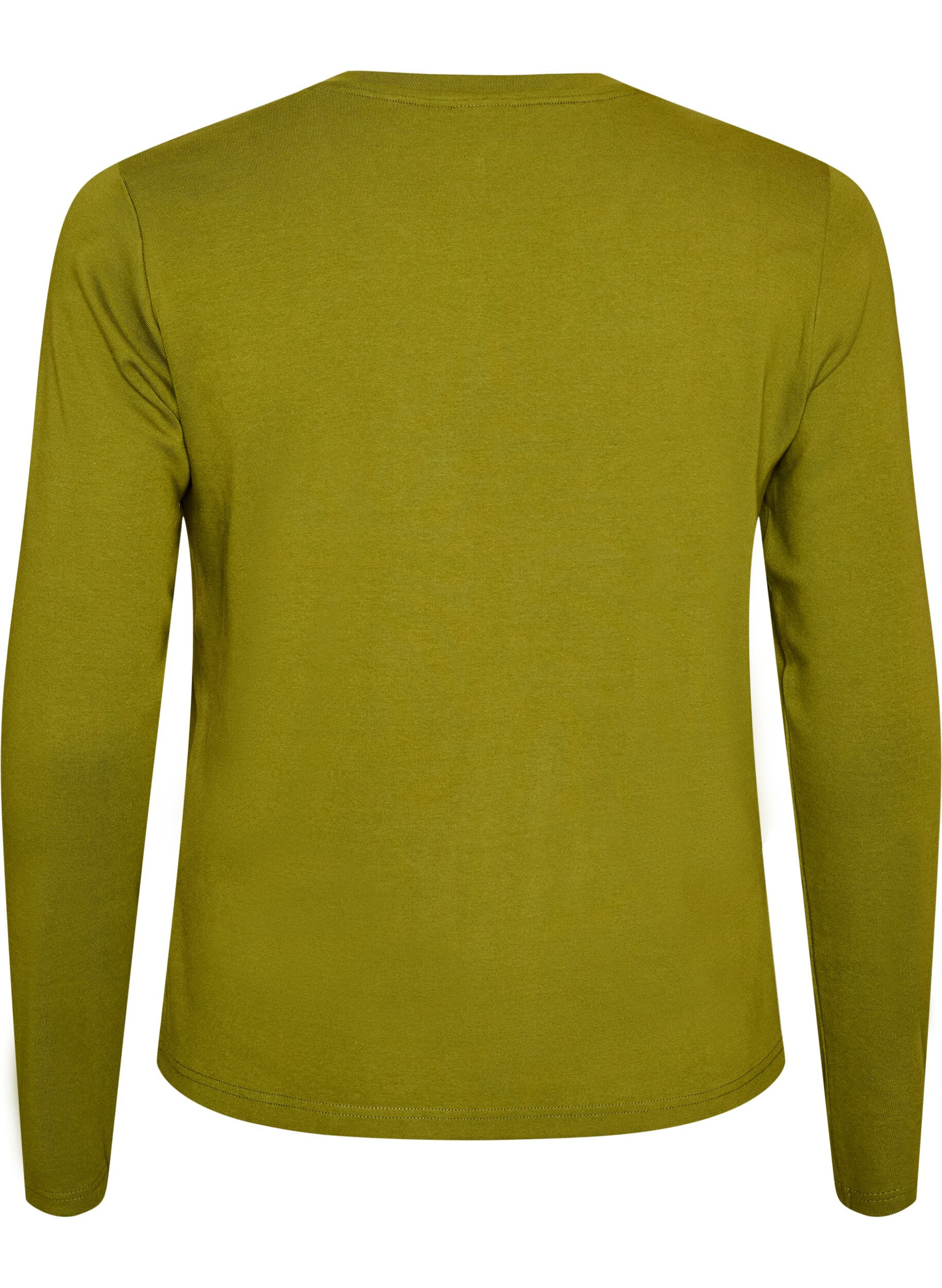ZizziBasic T-shirt met lange mouwen en ronde hals, Groen, Packshot image number 1