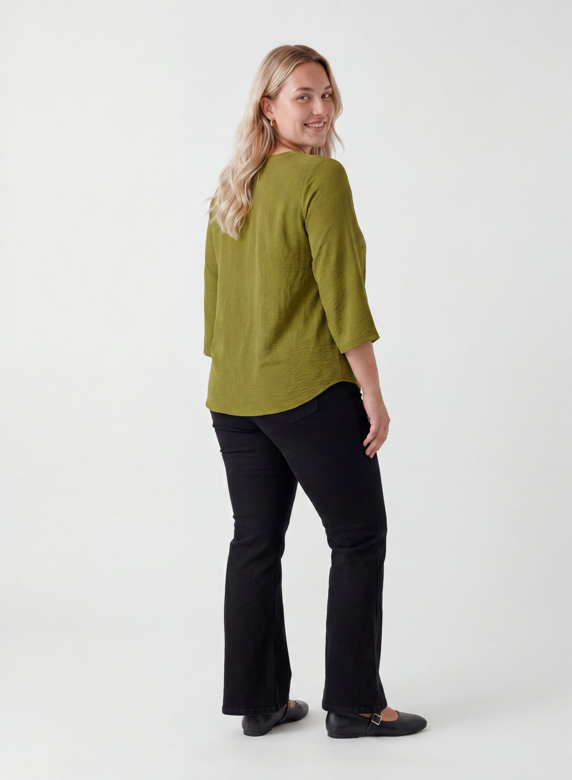 ZizziChemisier &agrave; manches 3/4, Vert, Model image number 2