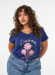 Katoenen T-shirt met V-hals en print aan de voorkant, Blauw, Model image number 0