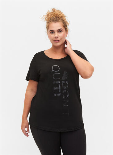 Sport-T-shirt met print, Black Don't Quit , Model image number 0